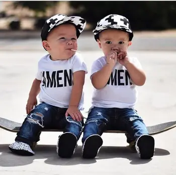 

AMEN Infant Baby Kids Tops T Shirt Girl Sister Boy Brother Match Clothes Friends T-shirt Newborn Toddler Outfits Summer Wear