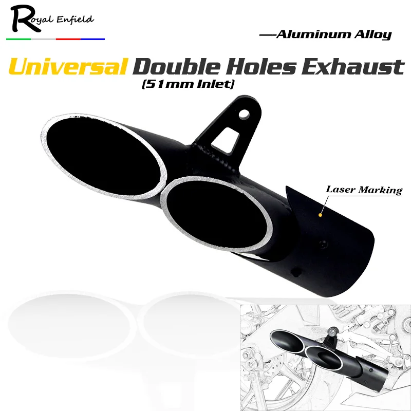 

Universal Motorcycle dual toce slip-on Exhaust Muffler double holes for R6 ZX6R Z900 CBR500R GSXR1000R CBR1000RR Aluminum alloy