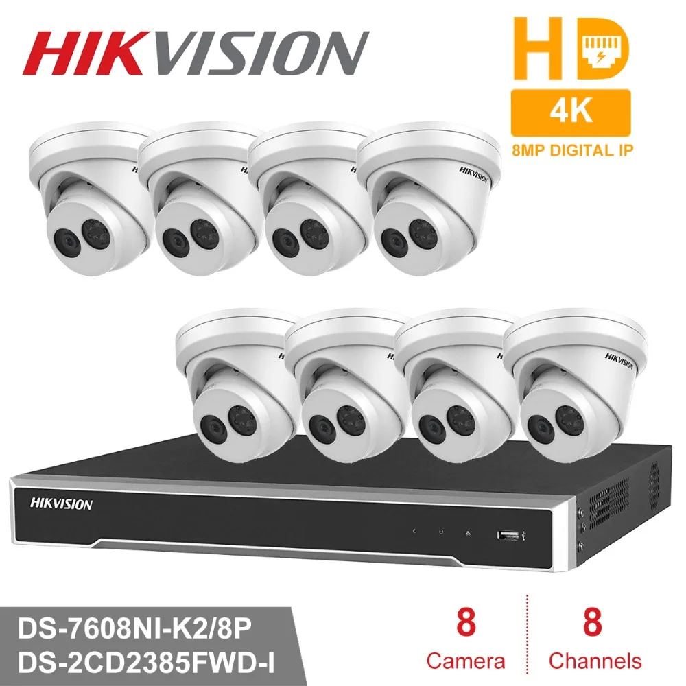 Hik 8pcs 8MP DS-2CD2385FWD-I & 8CH HD POE NVR Kit CCTV Security System Dome Outdoor IP Camera IR Night Vision Surveillance Set Hik 8pcs 8MP DS-2CD2385FWD-I & 8CH HD POE NVR Kit CCTV Security System Dome Outdoor IP Camera IR Night Vision Surveillance Set