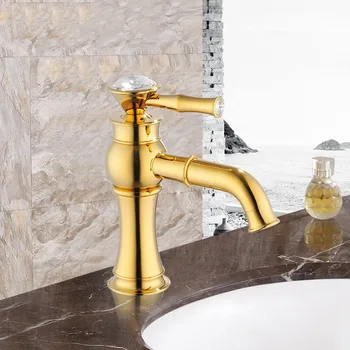

Luxury gold Solid brass waterfall Bathroom Sink Faucet Basin Vanity Mixer Tap