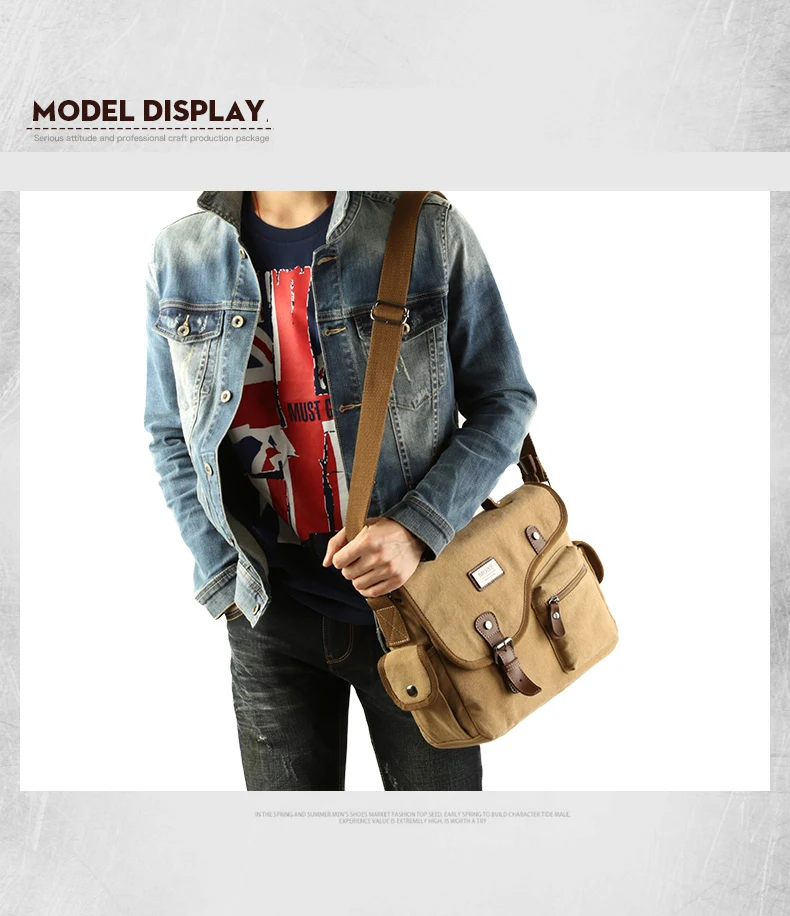 a guy carrying a beige shoulder bag