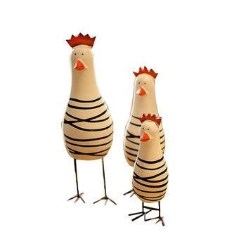 

Cute hand-painted cock living room gift Wooden Cock Craft Rooster Home Decoration Chicken Family Figurines Decorative Ornaments