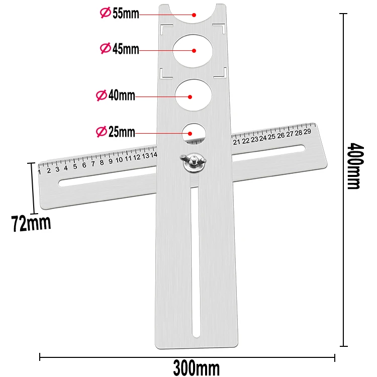 Нержавеющая сталь плитка отверстие локатор многоцелевой универсальный отверстие открытие удобный инструмент может отрегулировать