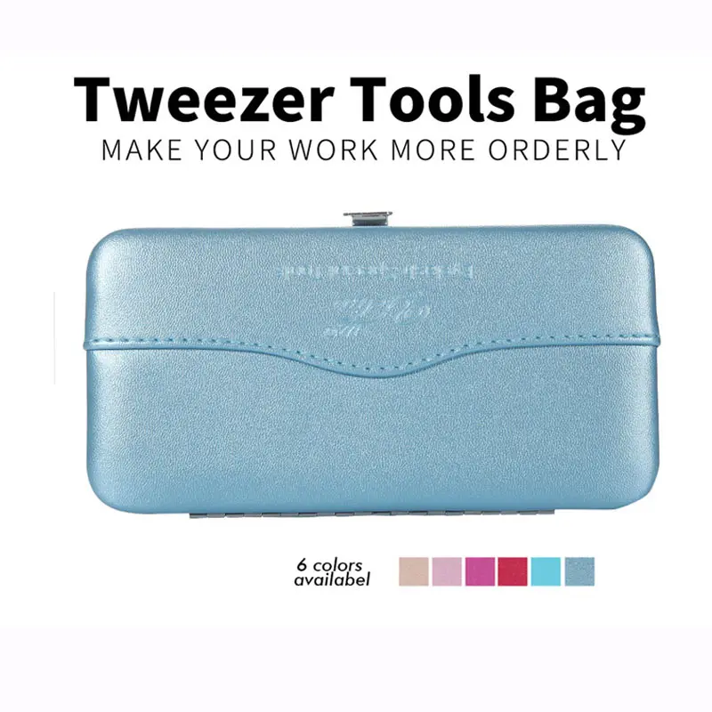 

Wholesale and OEM Eyelashes Tweezers Bag for Eyelash Extensions Tool Case Lashes Tweezer Storage Box Empty Case 6 Colors