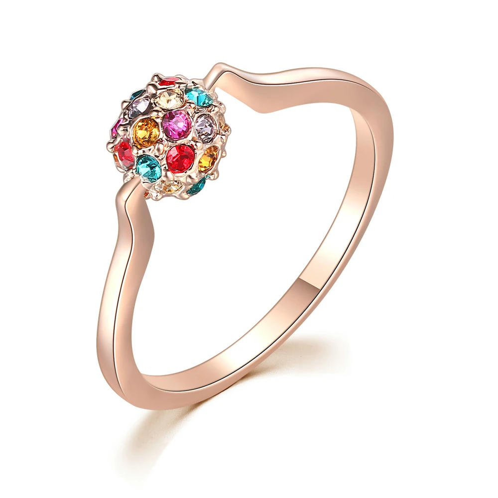 Обручальное кольцо ZYR006 Mulitcolour Ball цвета розового золота с настоящими Австрийскими
