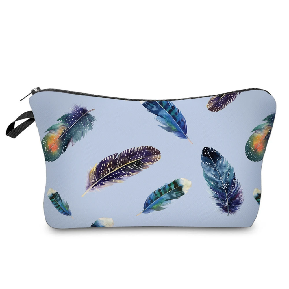 

BBL 3D Printed Feather Dream Catcher Cosmetic Bag Multifunction Fantasy Blue Women Makeup Bag Storage Toiletry Bags for Travel