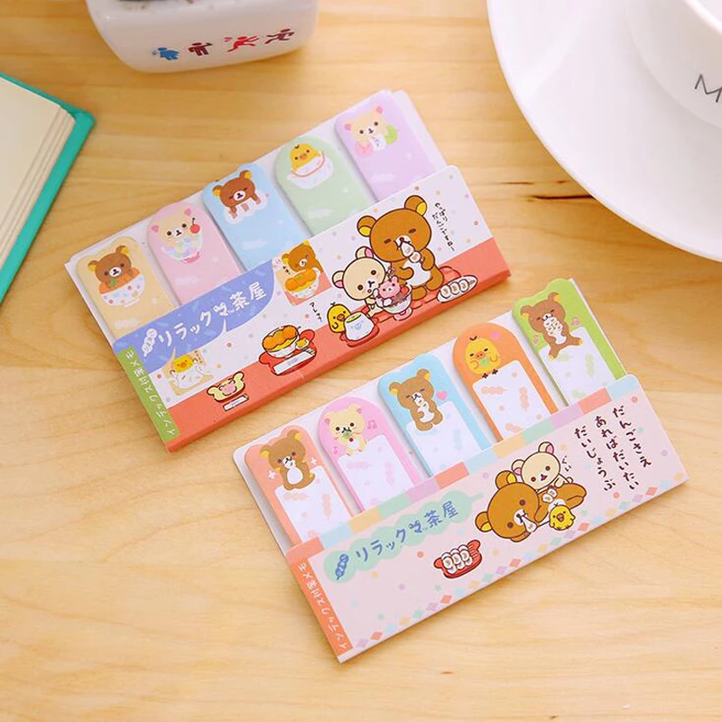 

P29 Cute Kawaii Rilakkuma Self-Adhesive Memo Pads Marker Message Sticky Notes Decorative Bookmark School Office Supply