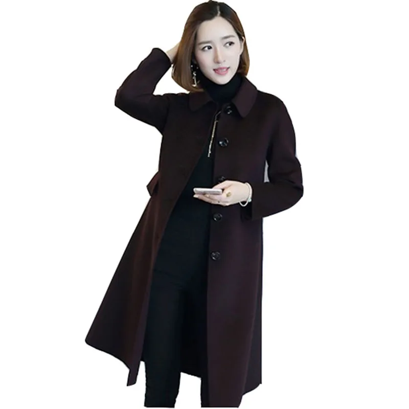 Manteau Single Mince brown Longue B704 breasted Green orange Double Slim Tempérament Velours Veste New Gamme Haut Grey pickle Automne Laine Light De Hiver Femmes FSSq67z