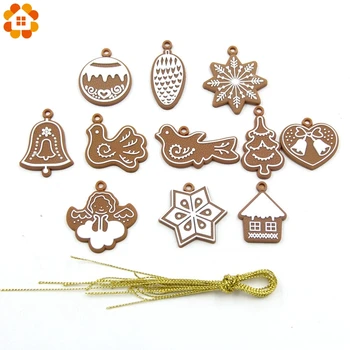 

11PCS/Set DIY PVC Soft Rubber Gingerbread Man Christmas Ornaments Bell Snowflake Chrismas Tree Pendant Kids Gifts Decorations