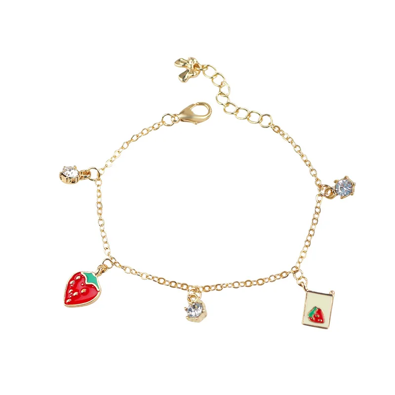 

fashion jewelry fruit enamel strawberry charm bracelets for women