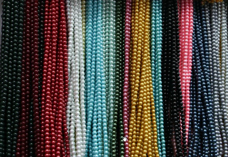

hot- White Glass Pearl Imitation Round Beads 6mm Dia. 82cm length, sold per lot of 5 Strands