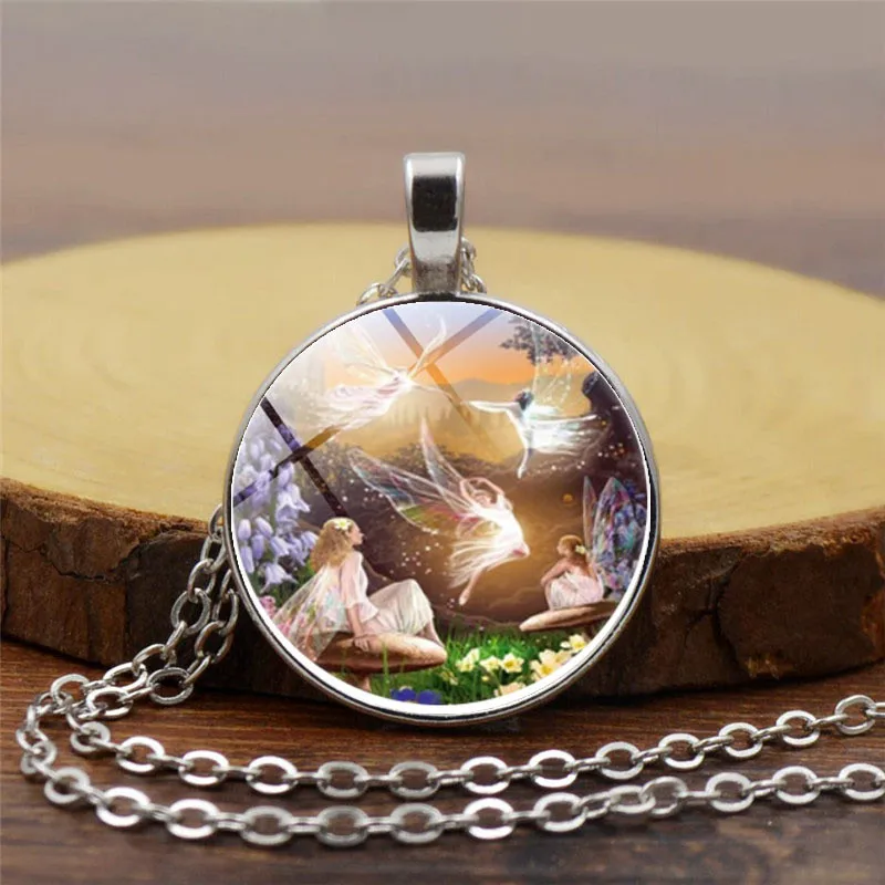 

Ballet dancer necklace women jewelry fairy angel pendant antique bronze chain necklaces for dancing lover flower choker gifts