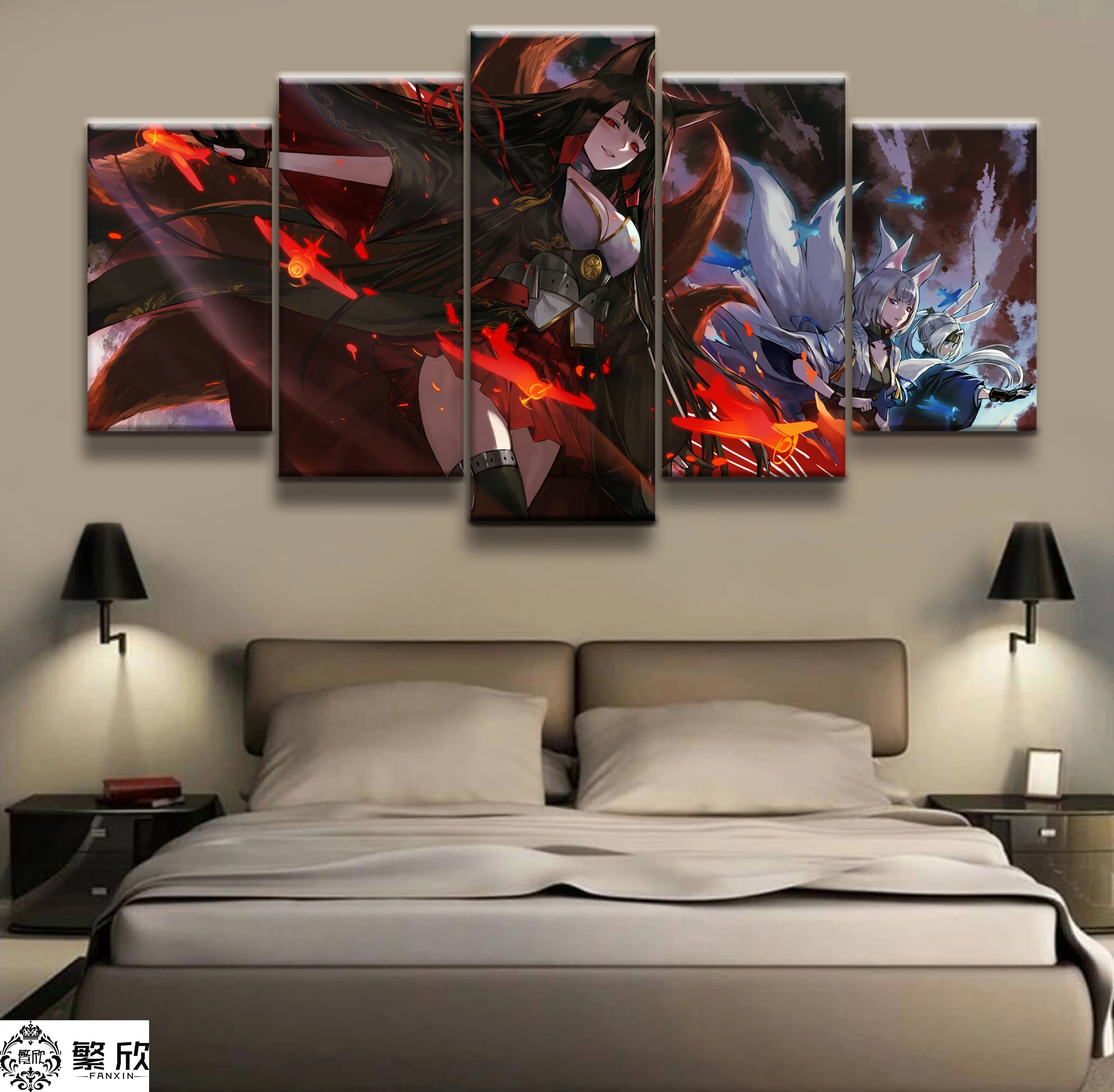 

5 Panel Akagi Azur Lane Game Poster Canvas Printed Painting For Living Room Wall Art Decor Picture Artworks Poster