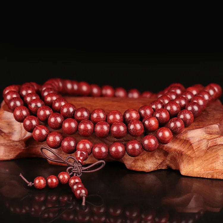 Замбии красный сандал буддийский 0.6 см/0.8 см* 108 молитва Бусины малас натурального дерева Браслеты для Для женщин Для мужчин йога ювелирные изделия