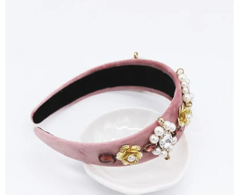 Женские Новые барокко Перл hairbands Модные двухцветные соответствующие Утюг pearl геометрический повязки