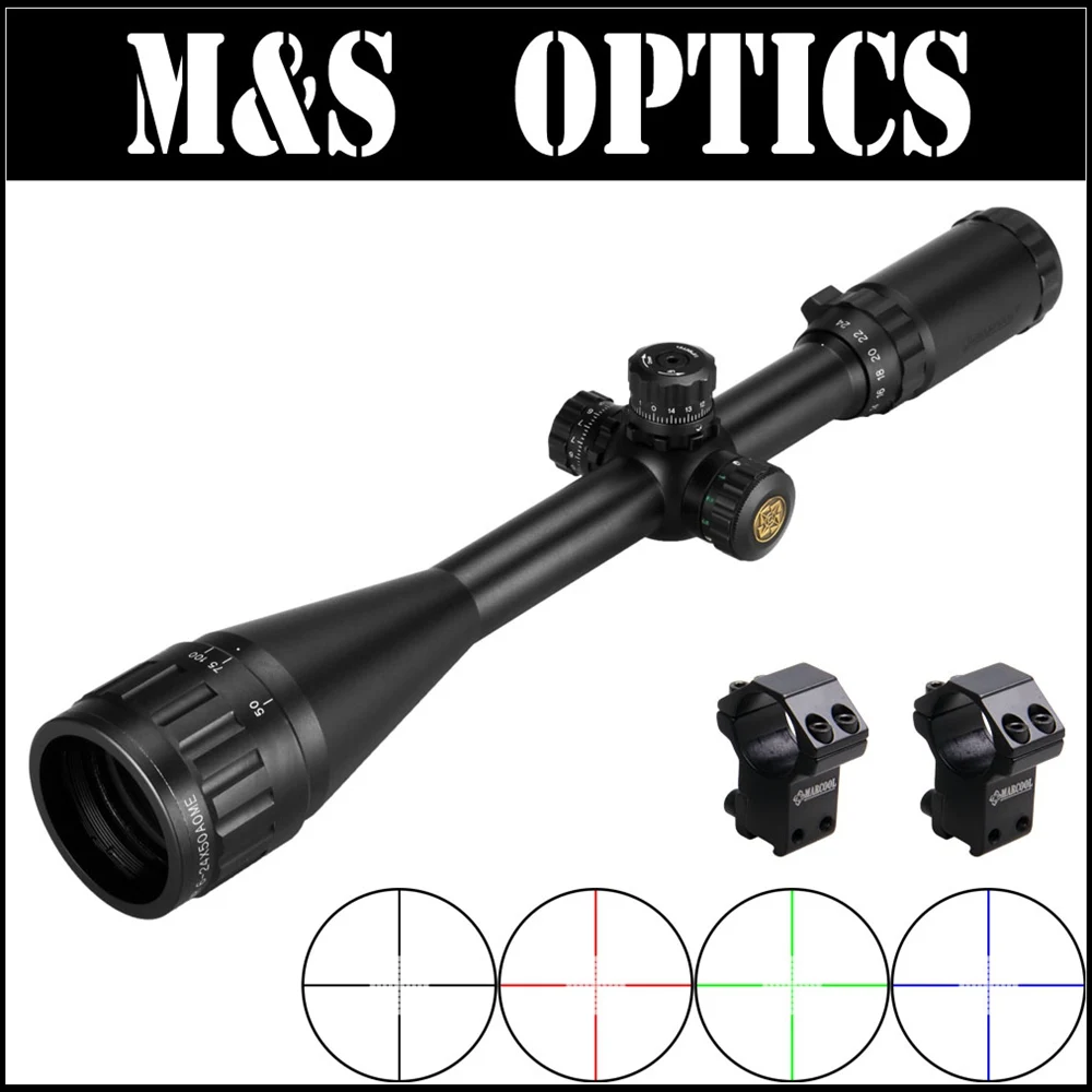 

MARCOOL EST 6-24X50 AOIRGBL RGB Illuminatied Mil Dot Reticel Hunting Optics Sight for Airsoft Air Gun Hunting Shotgun With Rings