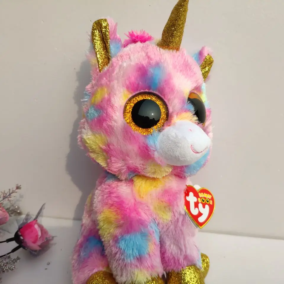 25CM FANTASIA UNICORN WITH TAG AND LABEL TY BEANIE BOOS Plush Toys Stuffed animals BABY TOYSKIDS TOYS children