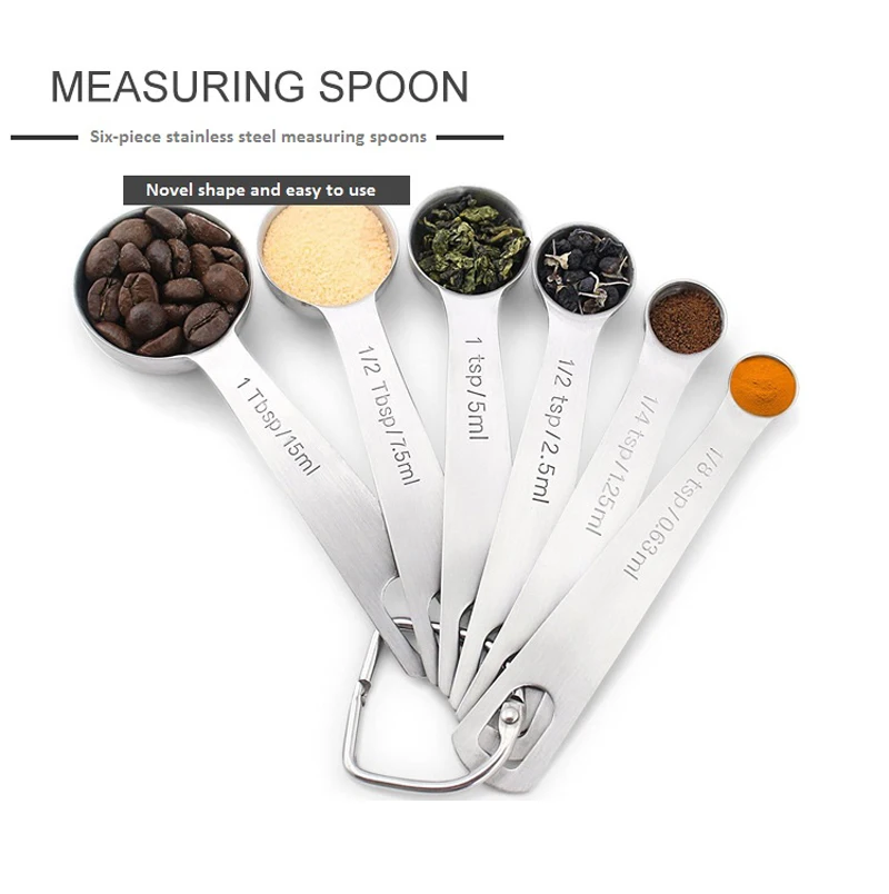 

6pcs/Set Measuring Spoon Measure Tool Baking Tool For Baking Coffee Tea Stainless Steel Measuring Spoon Kichen Accessories