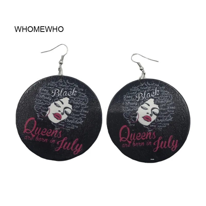 

60cm Africa Map Wood Black Queens Are Born In July African Afro Earrings Vintage Bohemia Club Jewelry Wooden DIY Accessories
