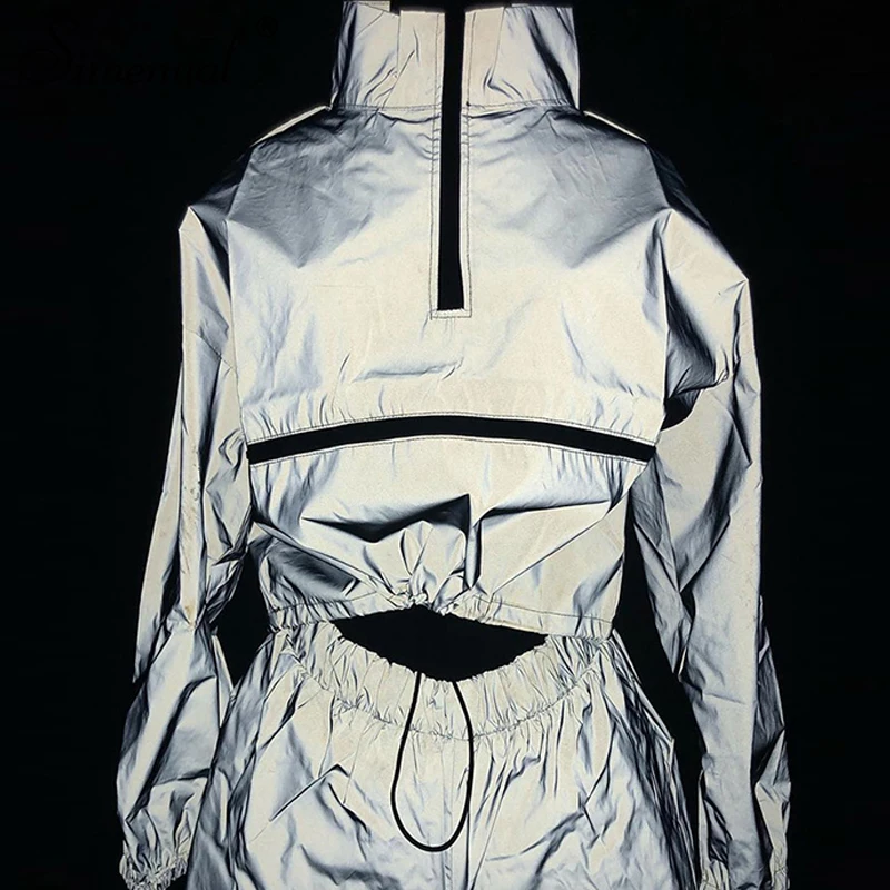 Simenual Streetwear Reflective Zipper Casual Sweatshirts Women Long Sleeve Drawstring Hoodie Fashion Autumn 2019 Sweatshirt Tops Simenual Streetwear Reflective Zipper Casual Sweatshirts Women Long Sleeve Drawstring Hoodie Fashion Autumn 2019 Sweatshirt Tops