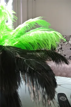 

Free Shipping-100 pcs/lot 12-14inch(30-35cm) black and lime green Ostrich Feather Plume for wedding centerpieces feather decor