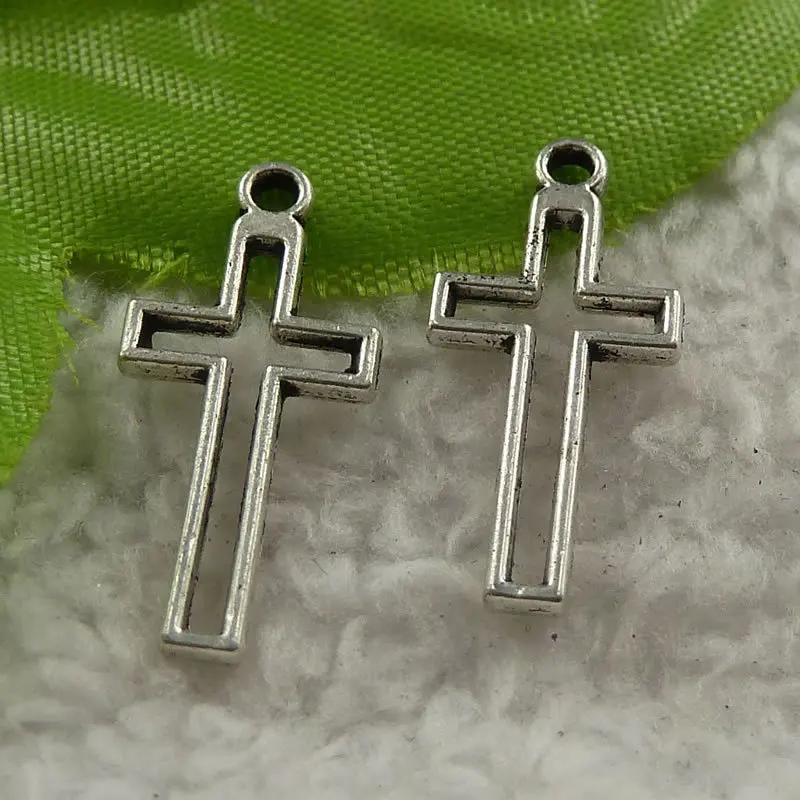 500 Stück antiksilberfarbene Kreuz-Anhänger, 23 x 11 mm, DIY-Armbänder, Ohrringe, Schmuckherstellung # 4206