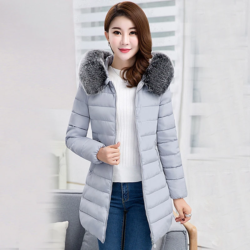 gris Fourrure Fausse Grande Coton army 6xl En Capuche À Casaco marine Veste rouge Bleu Long Neige Manteau Hiver 2017 Green Qh0601 Parka Femme bourgogne Taille Nouveau pourpre Col Noir 1rqaw71P