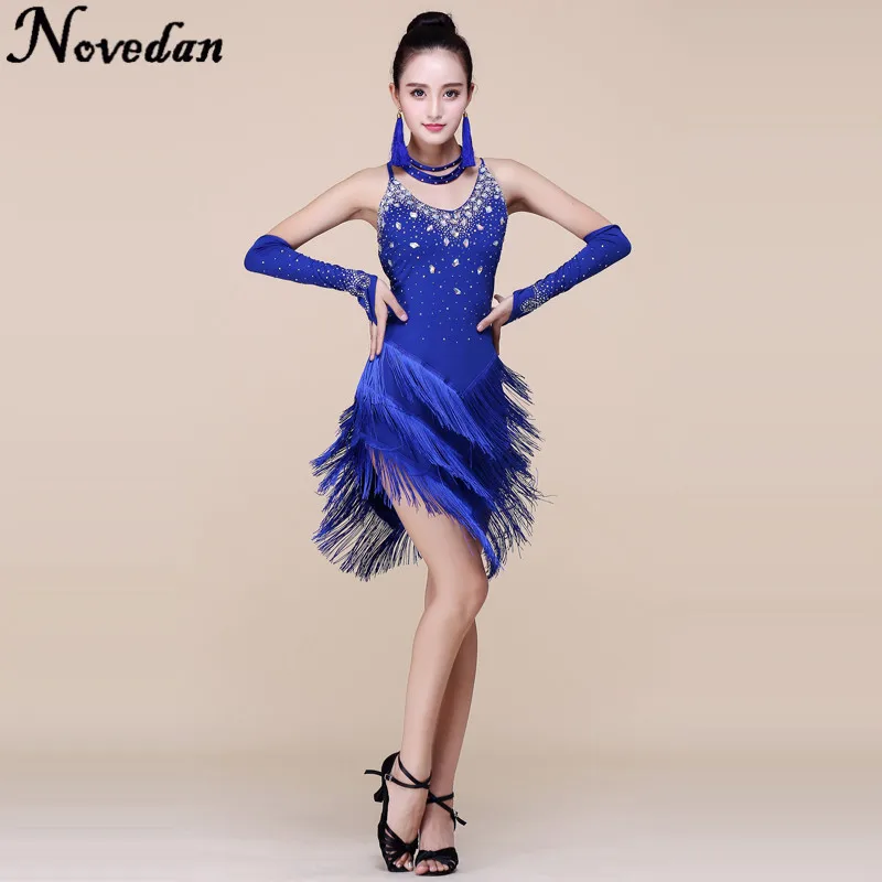 Vestito Da Ballo Latino Per Ragazze - Con Frange, Per Competizioni, Spettacoli | Tango, Rumba, Salsa, Taglie 110-180
