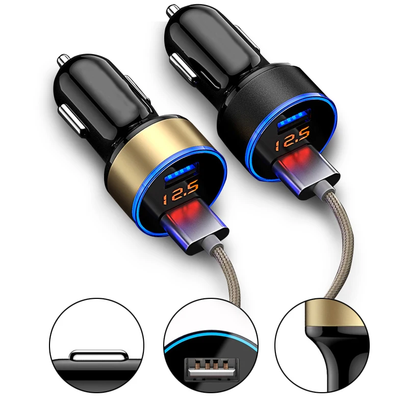 

3.1A Dual USB Car Charger Universal USB Car Cigarette Lighter Phone Charging with Car Voltage Dispaly for iPhone Samsung Xiaomi