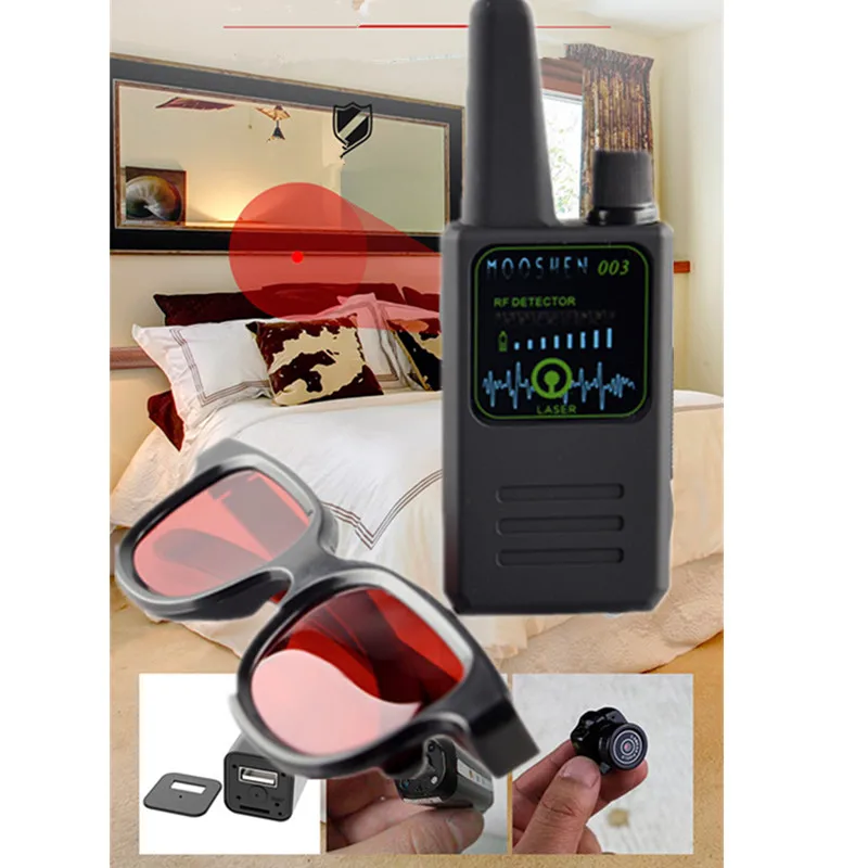 2019 Multi-function Anti-spy Detector Camera GSM Audio Bug Finder GPS Signal Detector Small Lens Infrared Glasses Finder M003