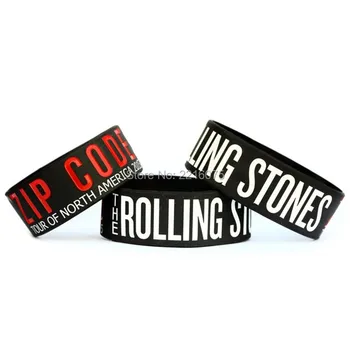

300pcs One Inch Rolling Stones - Concert Zip Code Tour wristband silicone bracelets free shipping by DHL express