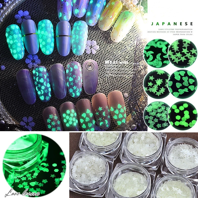 

1Box Nail Art Decorations Acrylic Charm Nail Decorations Luminous Nail Stickers Spangles for Nail Accessories Korea Style 32204