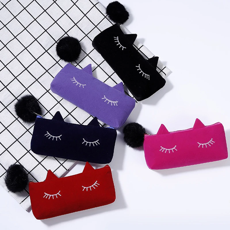 

Kawaii Cat pencil bags for school Cartoon Plush pencil case Cosmetic Bag pen pouch stationery school supply canetas gifts bag