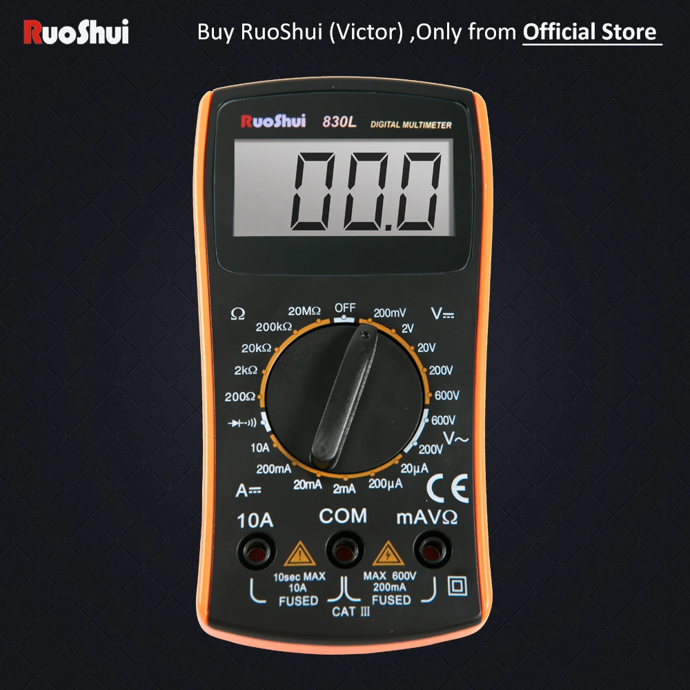 

830L Victor RuoShui Mini Palm Digital Multimeter 2000 Counsts Manual Range Voltage Resistance Students Use Mini Multimetro Digit