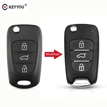KEYYOU modificada de 3 botón Flip carcasa de llave a distancia de coche para Hyundai I30 IX35 TOY40 hoja para Kia K2 K5 Rio llave Sportage cubierta de la Caja