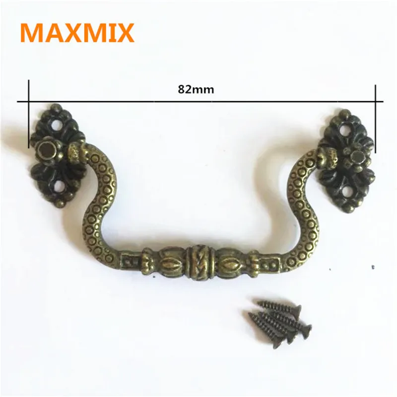MAXMIX 82 мм 1 шт. старинная ручка из сплава маленькая винтажная ящика мебель ручное