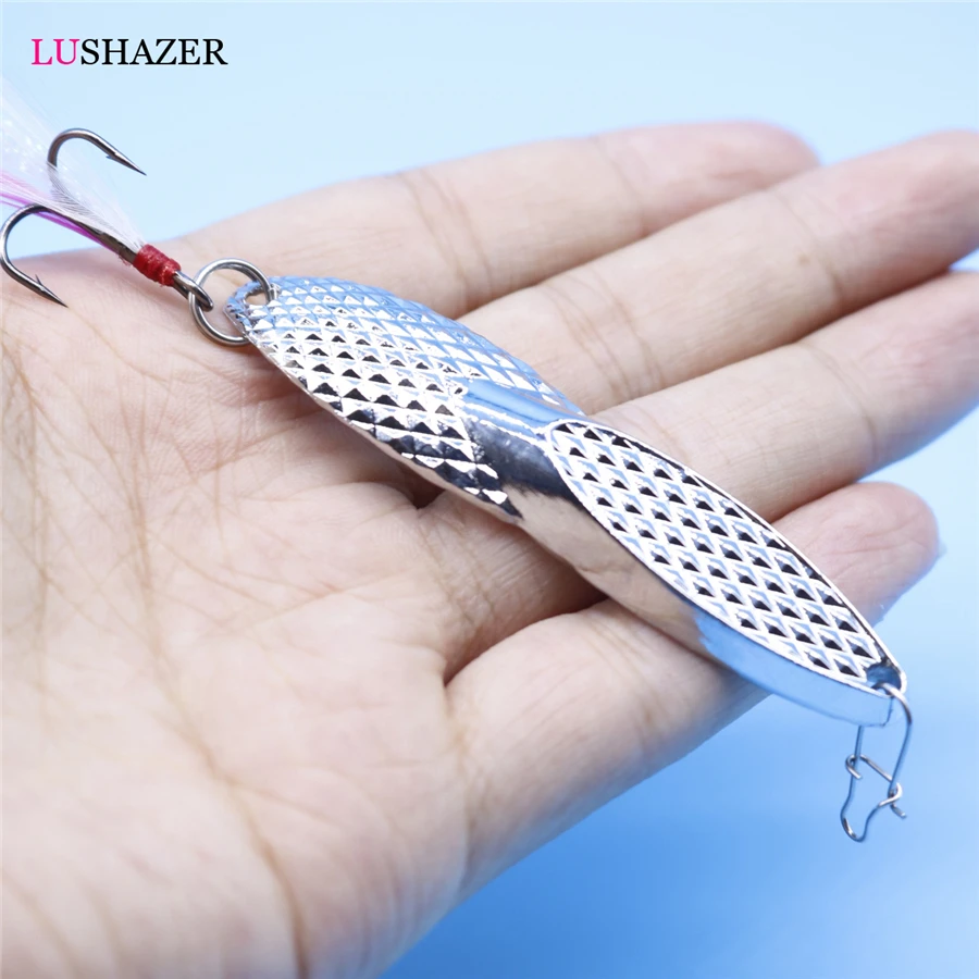 

2pcs/lot LUSHAZER fishing lure spoon 19g 70mm bait-artificial metal lures spinner bait boat fishing lures china hard lures