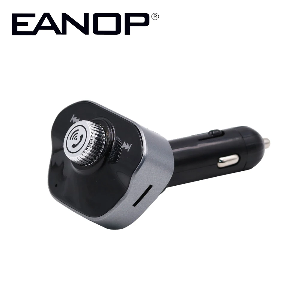 EANOP FM Transmitter Aux Bluetooth BT-4.2 Handsfree Car Kit Car Audio MP3 Player with Dual USB Car Charger Support TF Card