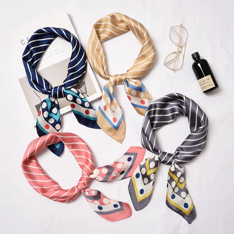 

LARRIVED 70*70cm High Quality Silk Scarf Women Ladies Elegant Small Square Scarf Head Scarf Spring Autumn Fashion Scarves
