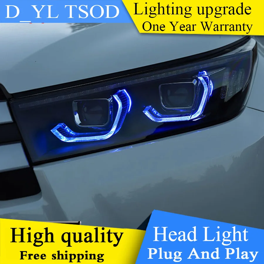 Набор для автостайлинга для фары Toyota highlander Kluger highlander все светодиодный светодиодные дневные ходовые огни на передних фарах динамический сигнал поворота