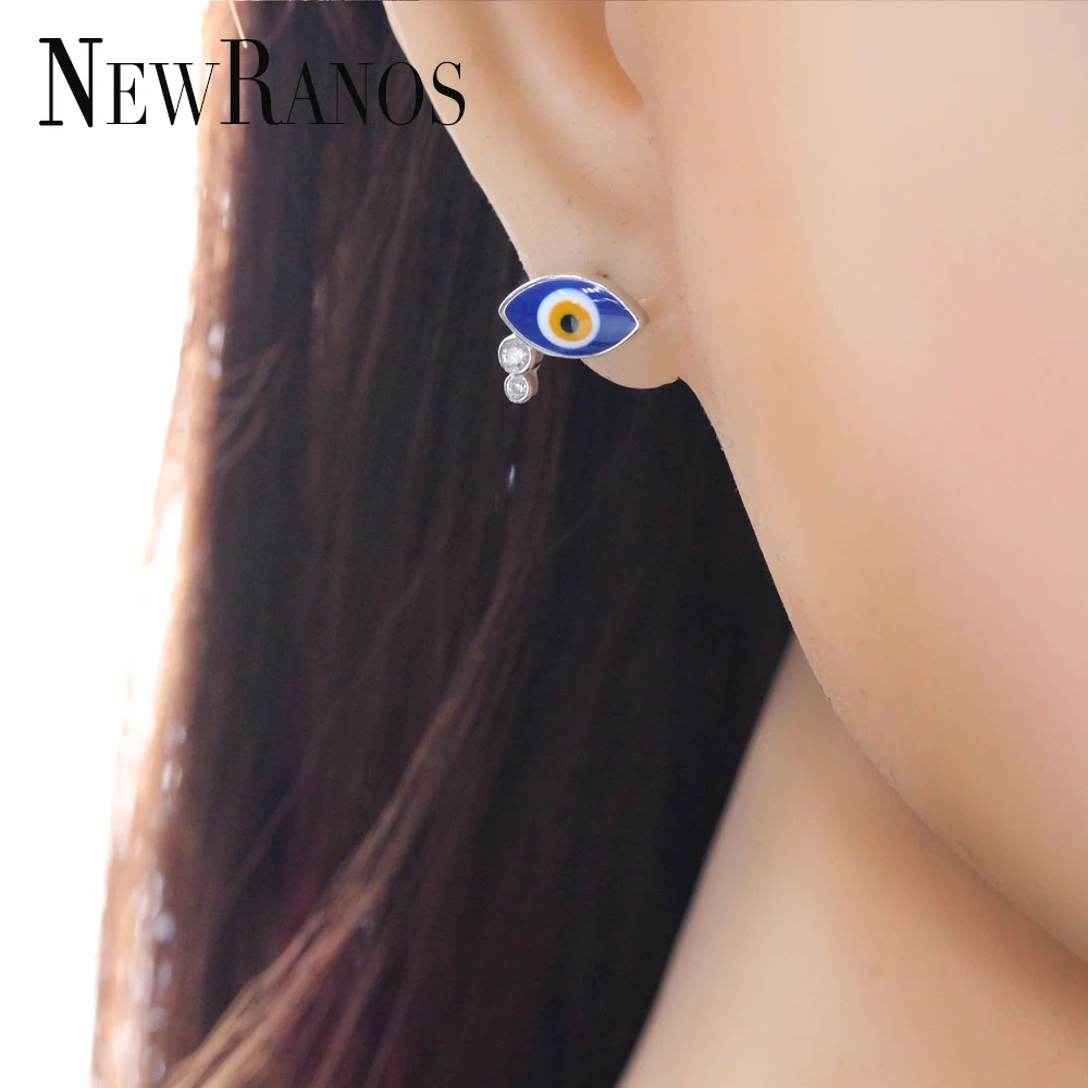 

Newranos 100% 925 Sterling Silver Turkish Evil Eyes Earrings Blue Enamel Stud Earrings for Fashion Women Jewelry EYX007602