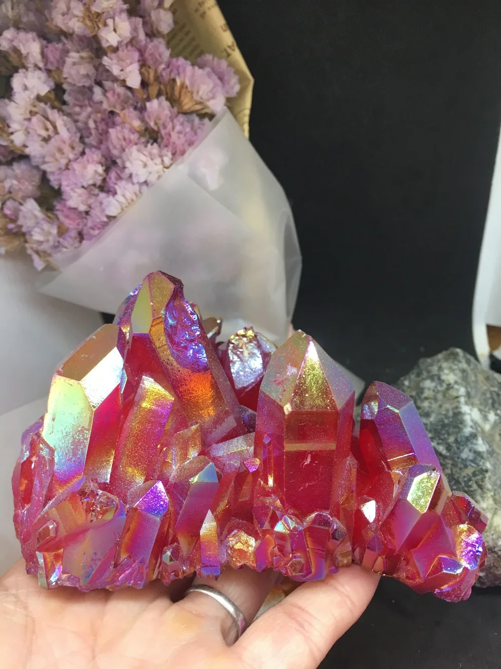 

PRETTY Aura Quartz Crystal Bismuth Titanium Silicon Clusters SPECIMEN