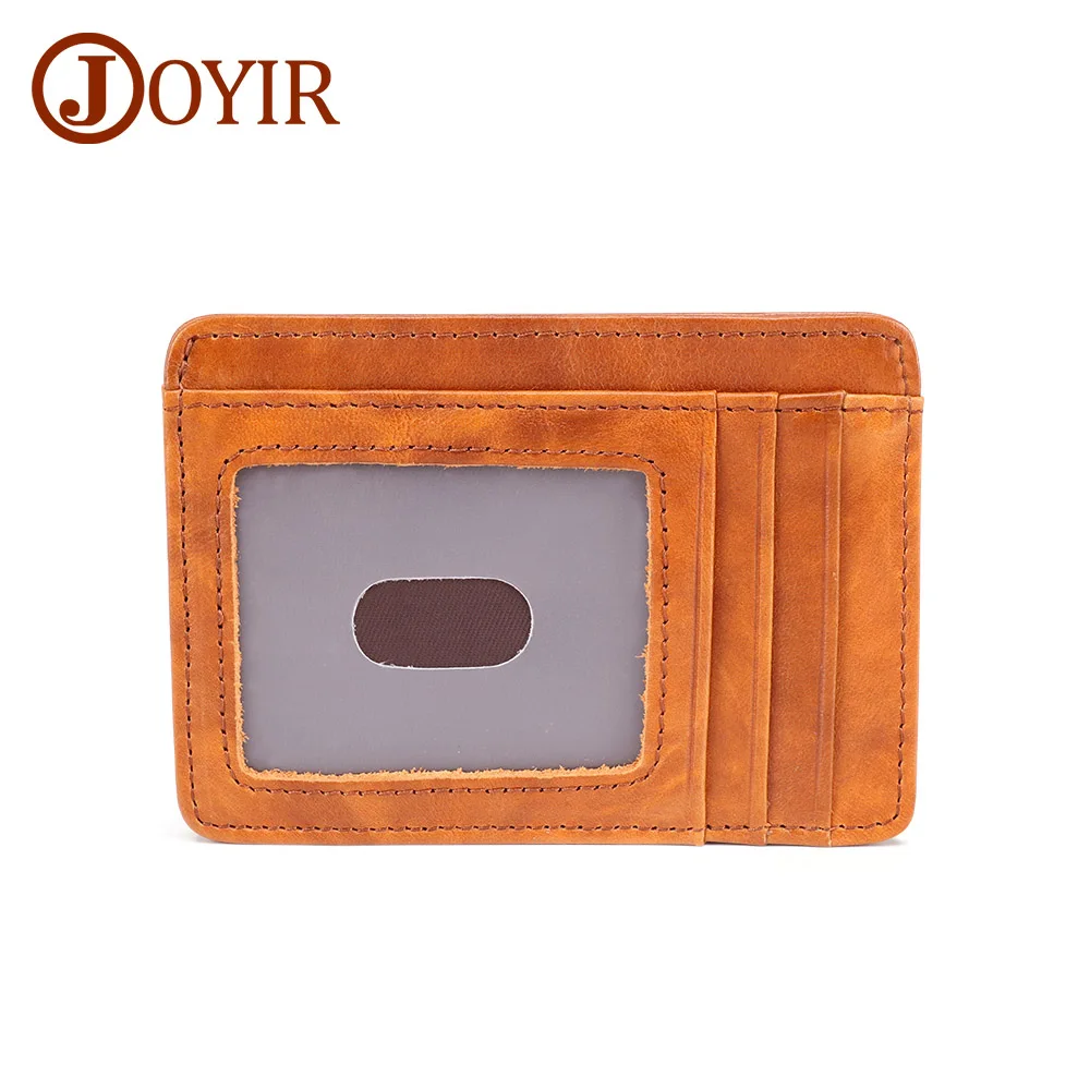 Joyir из натуральной кожи ID держатель для карт унисекс Тонкий RFID кошелек Кредитная карта ID держатель для карт для хранения денег кошелек чехол для Для мужчин Для женщин модная сумка - Color: Brown