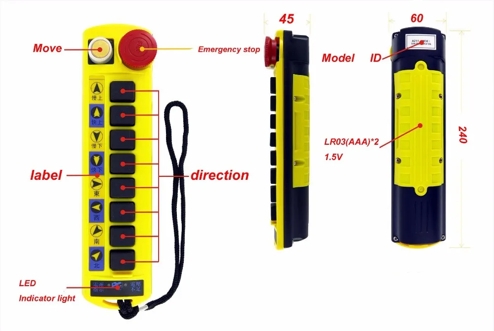 B100ab(QD) AC DC 2 приемник+ 1 передатчика двойной луч dlectric подъем промышленного Беспроводной удаленного Управление Лер подъемника Управление переключатель