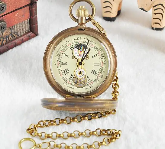 

Antique Luxury Bronze Automatic Mechanical Pocket Watches Fashion Mens Cowboy Chain Gift Pocket Watches