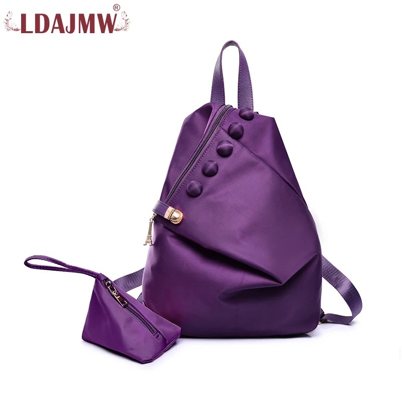 

2PCS/Set Button Nylon Fashion Girls Both Shoulders Package Woman Messenger Bags Student Package Travel Bag Parent-child package