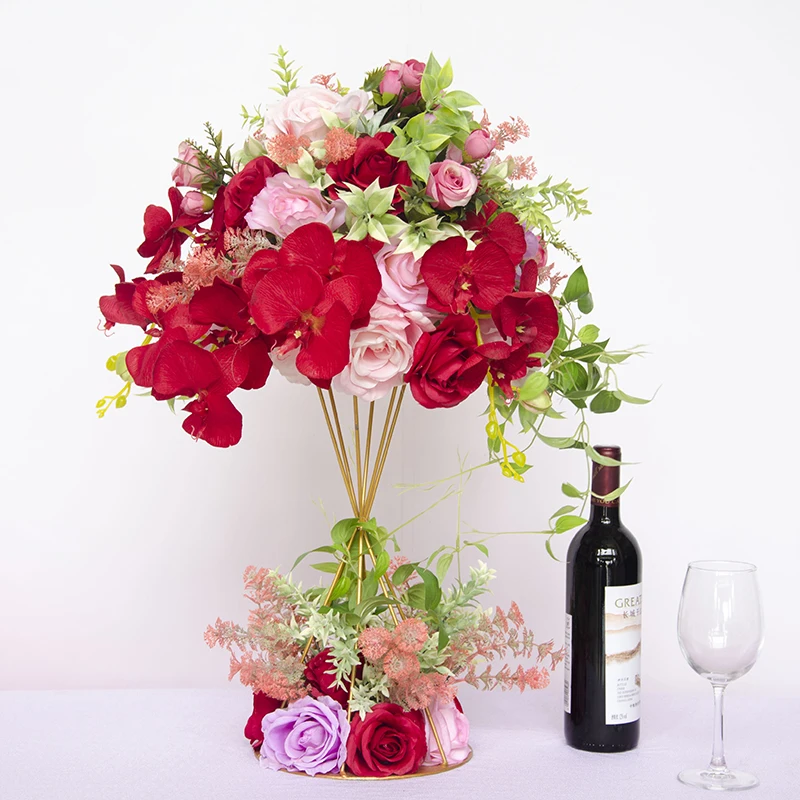 40 см искусственная Цветочная Орхидея стол цветок шар центральный+ подсвечник свадебный фон Декор цветочный букет с цветочной подставкой