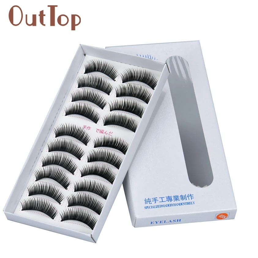 OutTop 10 пар Длинные Накладные ресницы для макияжа натуральные толстые черные глаз