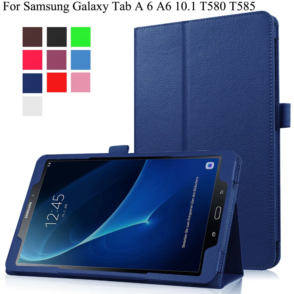 

Slim Folding Flip Cover Stand PU Leather Case for Samsung Galaxy Tab A A6 10.1 2016 T585 T580 SM-T580 T580N Funda Cases