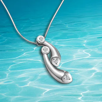 

Fashionable ladies new style 925 pure silver necklaces, white zircon water drop pendants, exquisite woman necklace jewelry.